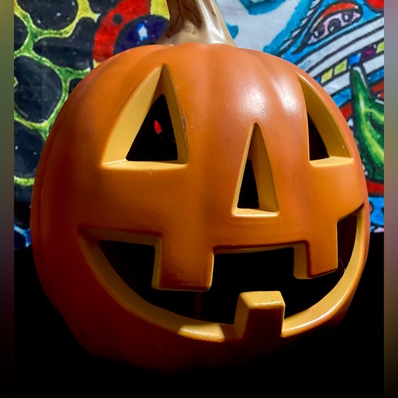 Vintage Pumpkin Jack O Lantern Lighted Halloween Fall Decor 9" - Picture 2 of 11